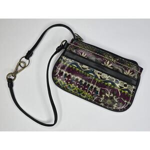 MUDD Floral Zip‎ Wristlet Clutch Change Purse Strap & Key Holder 8 x 5 in